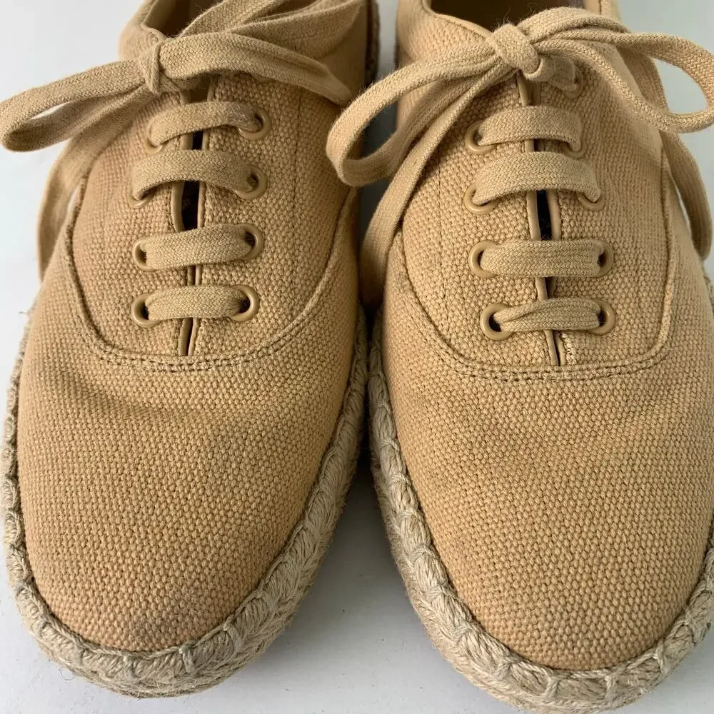 Vince Size 8 Women's Ursa Organic Canvas Espadrille Platform Sneakers Shoes